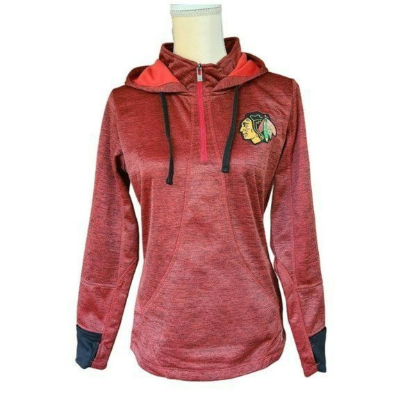 CHICAGO BLACKHAWKS 'Old Time Hockey' OTH Newbury Collection 1/4 Zip Hoodie - Picture 1 of 11
